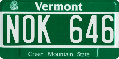 VT license plate NOK646