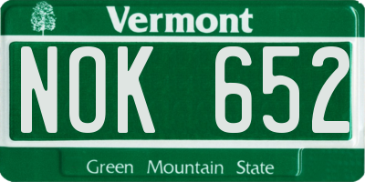 VT license plate NOK652