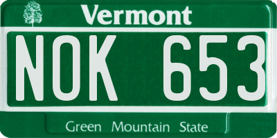 VT license plate NOK653