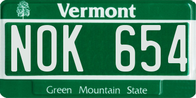 VT license plate NOK654