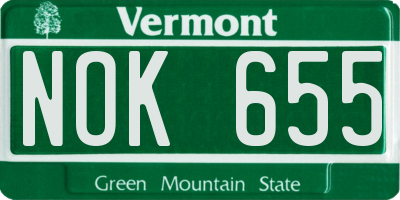 VT license plate NOK655