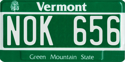 VT license plate NOK656