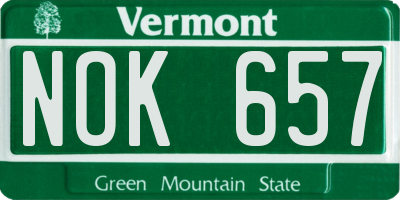 VT license plate NOK657