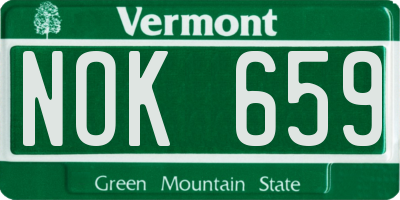 VT license plate NOK659