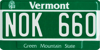 VT license plate NOK660