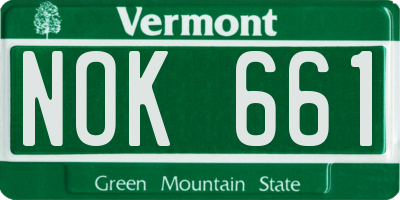 VT license plate NOK661