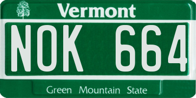 VT license plate NOK664