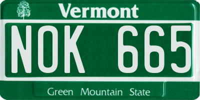VT license plate NOK665