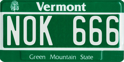 VT license plate NOK666