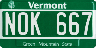 VT license plate NOK667