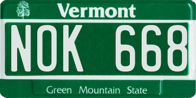 VT license plate NOK668