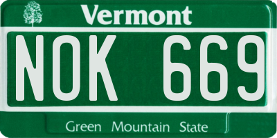 VT license plate NOK669