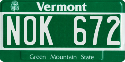 VT license plate NOK672