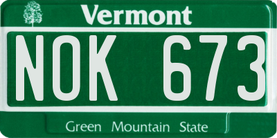 VT license plate NOK673