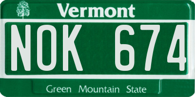 VT license plate NOK674