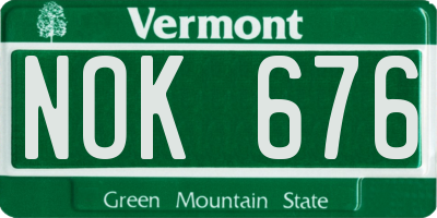 VT license plate NOK676