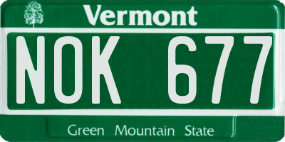 VT license plate NOK677