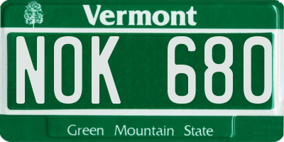 VT license plate NOK680