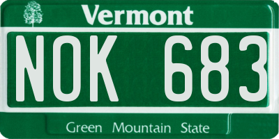 VT license plate NOK683