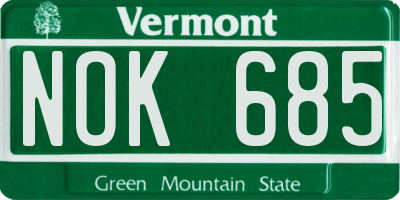 VT license plate NOK685