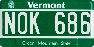VT license plate NOK686