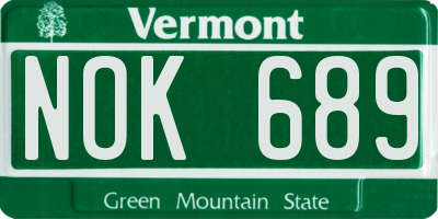 VT license plate NOK689