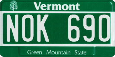VT license plate NOK690