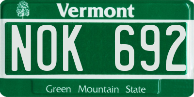 VT license plate NOK692