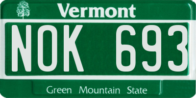 VT license plate NOK693