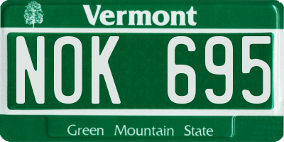 VT license plate NOK695