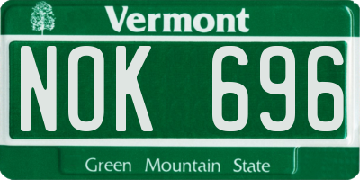 VT license plate NOK696