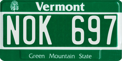 VT license plate NOK697