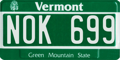VT license plate NOK699