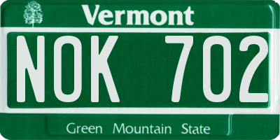 VT license plate NOK702
