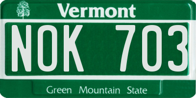 VT license plate NOK703
