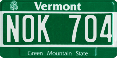 VT license plate NOK704