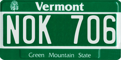 VT license plate NOK706