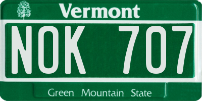 VT license plate NOK707