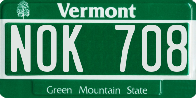 VT license plate NOK708