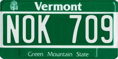 VT license plate NOK709