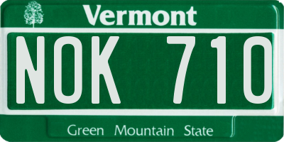 VT license plate NOK710
