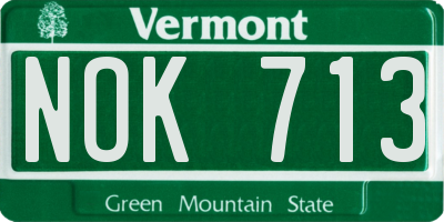 VT license plate NOK713