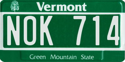 VT license plate NOK714