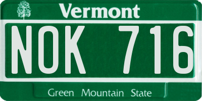 VT license plate NOK716