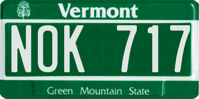 VT license plate NOK717