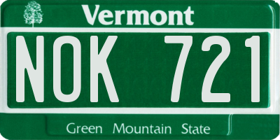 VT license plate NOK721