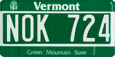 VT license plate NOK724