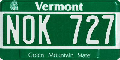 VT license plate NOK727