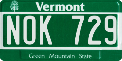 VT license plate NOK729