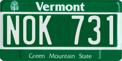 VT license plate NOK731
